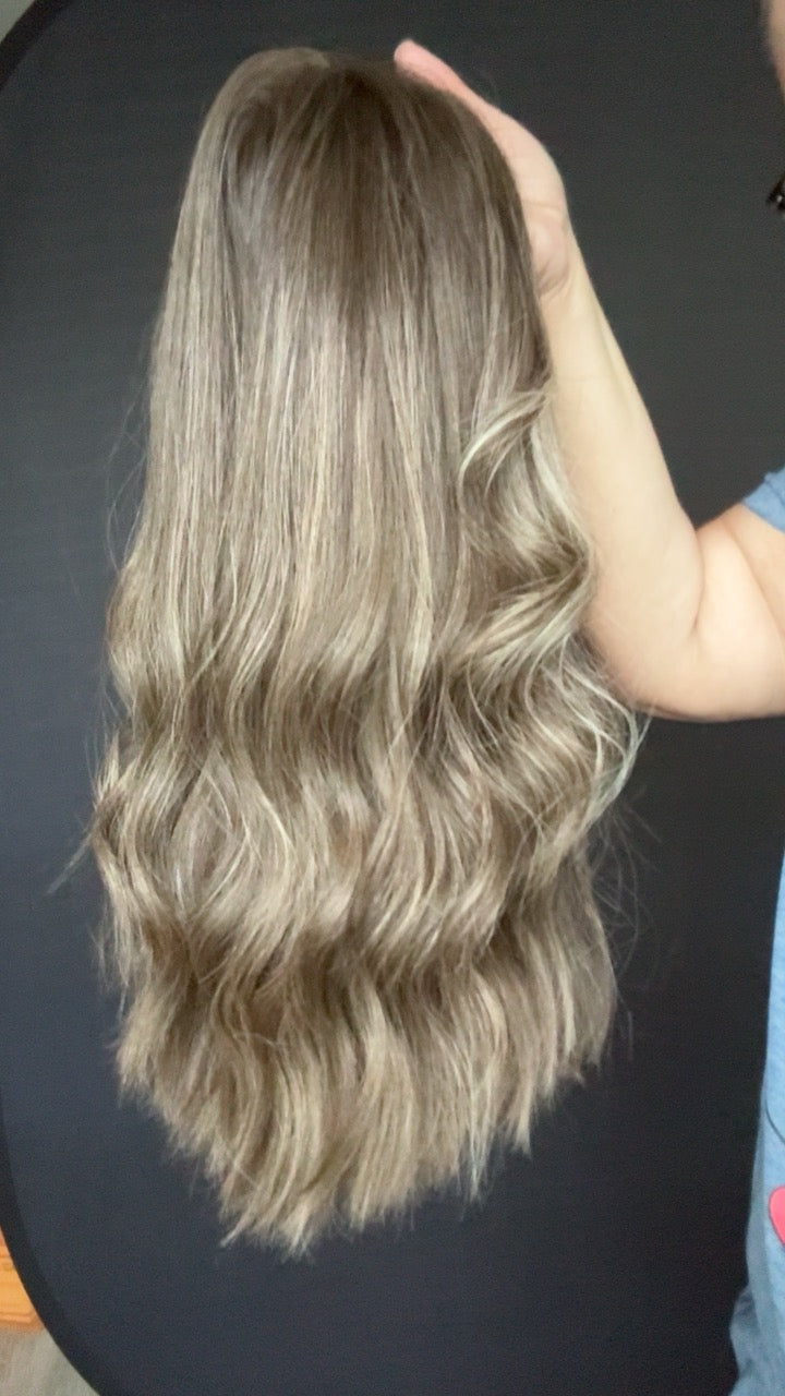 Kourtney Medium Ashy Brunette Lace Top Wig - The Fine Collection