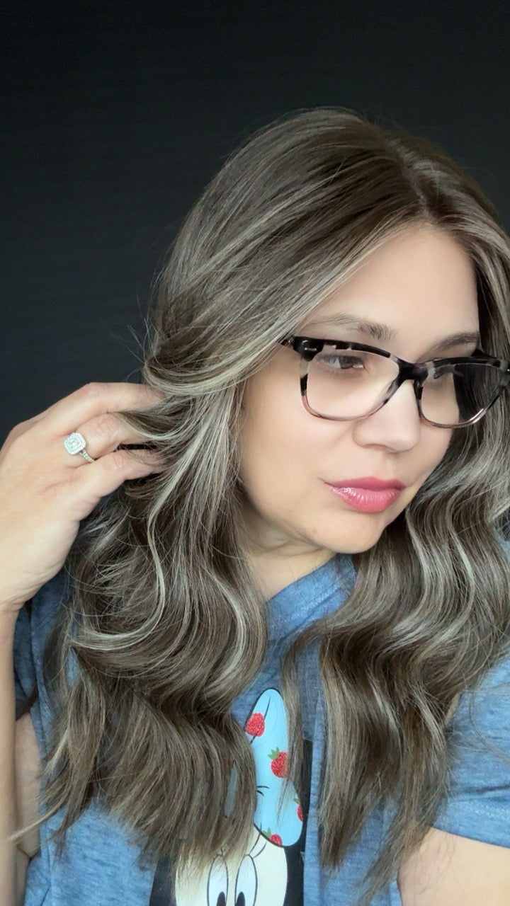 Kourtney Medium Ashy Brunette Lace Top Wig - The Fine Collection