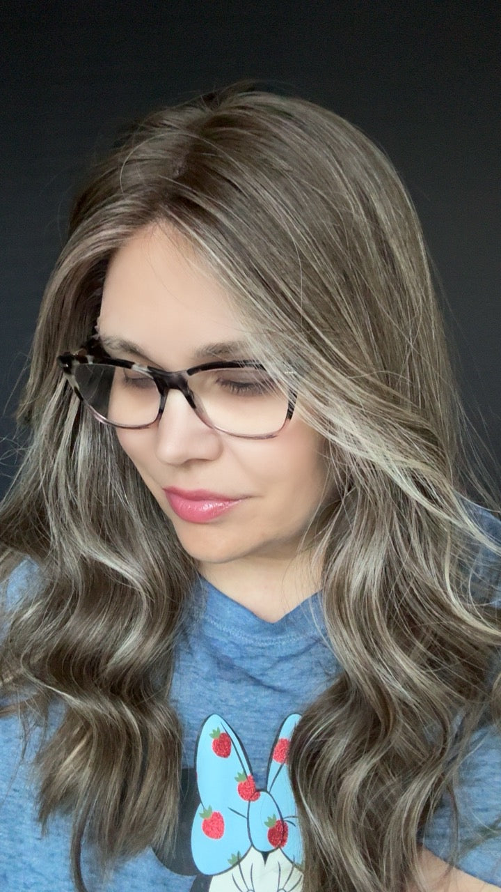 Kourtney Medium Ashy Brunette Lace Top Wig - The Fine Collection