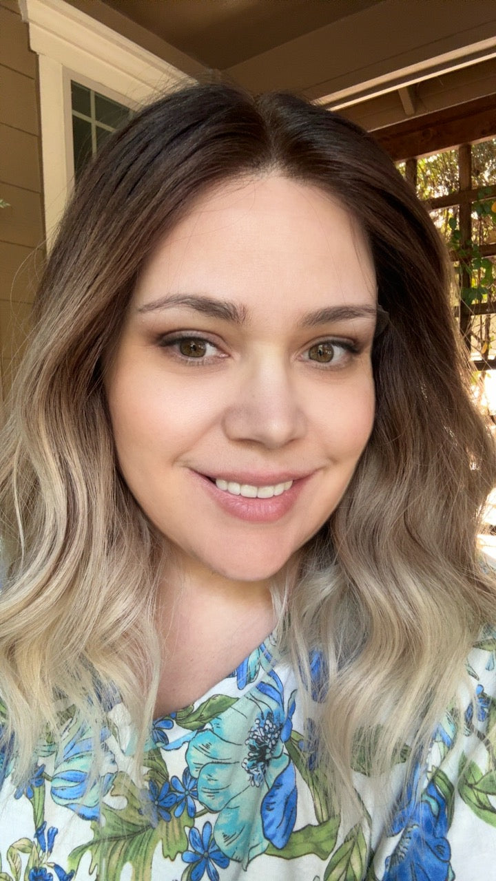 16" multi color human hair wig