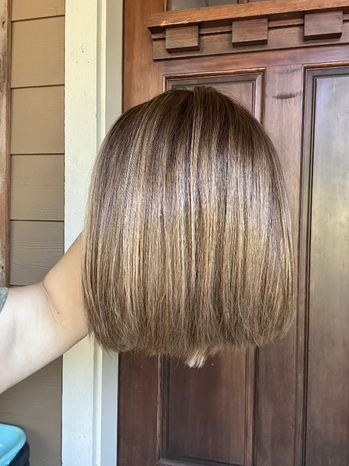 Short bob cut brunette wig