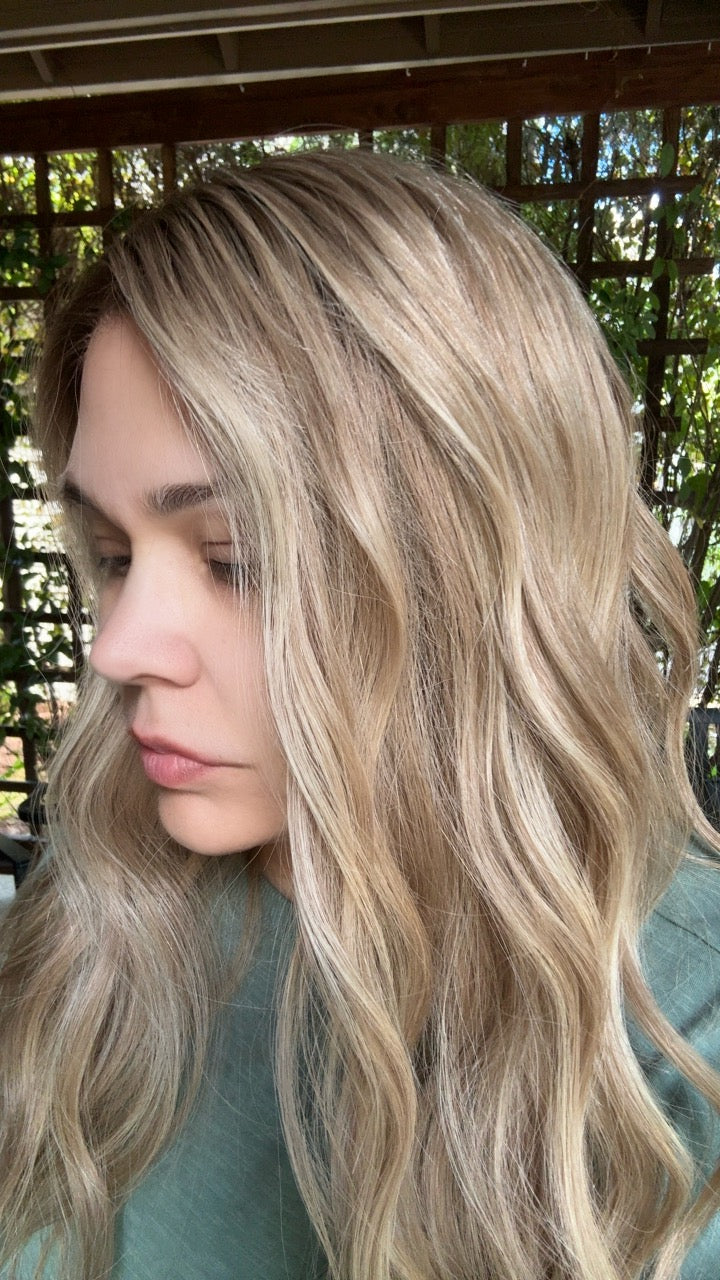 Neutral undertones in this custom colored blonde wig