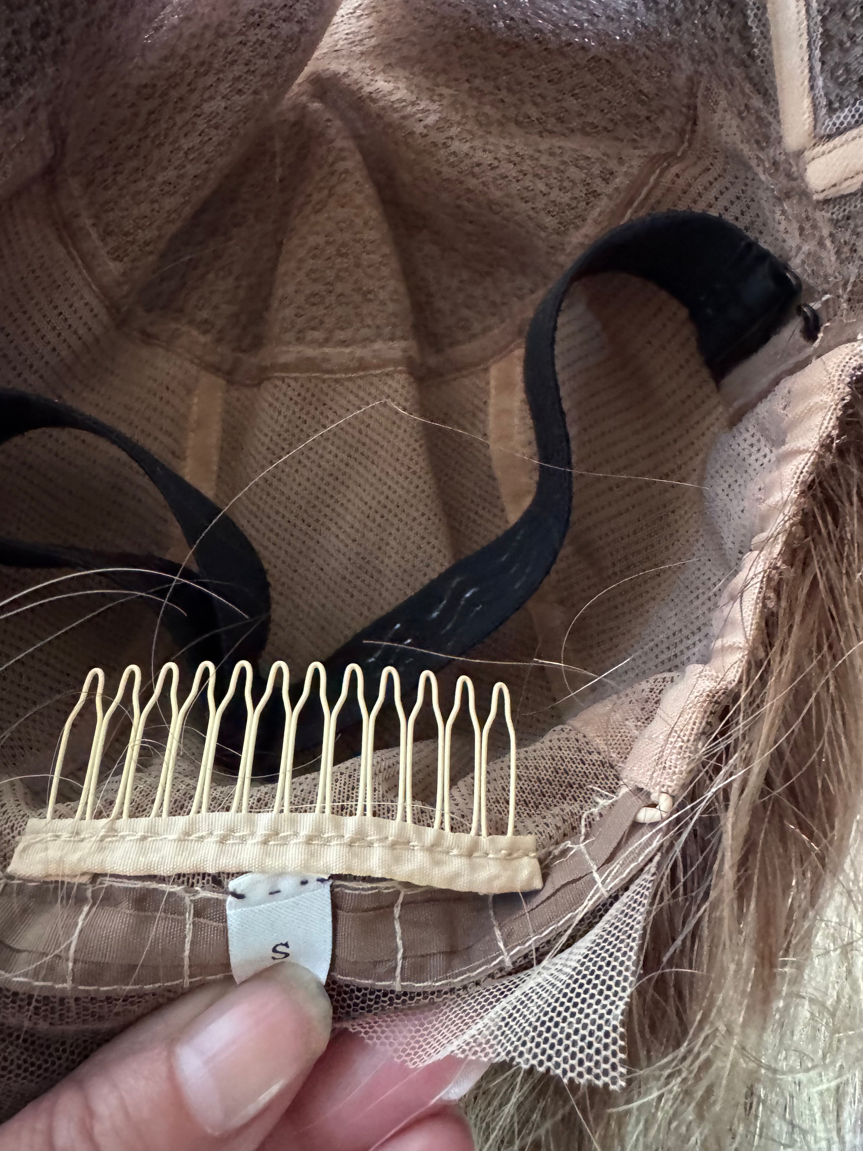 No clips, just a comb at the nape. 