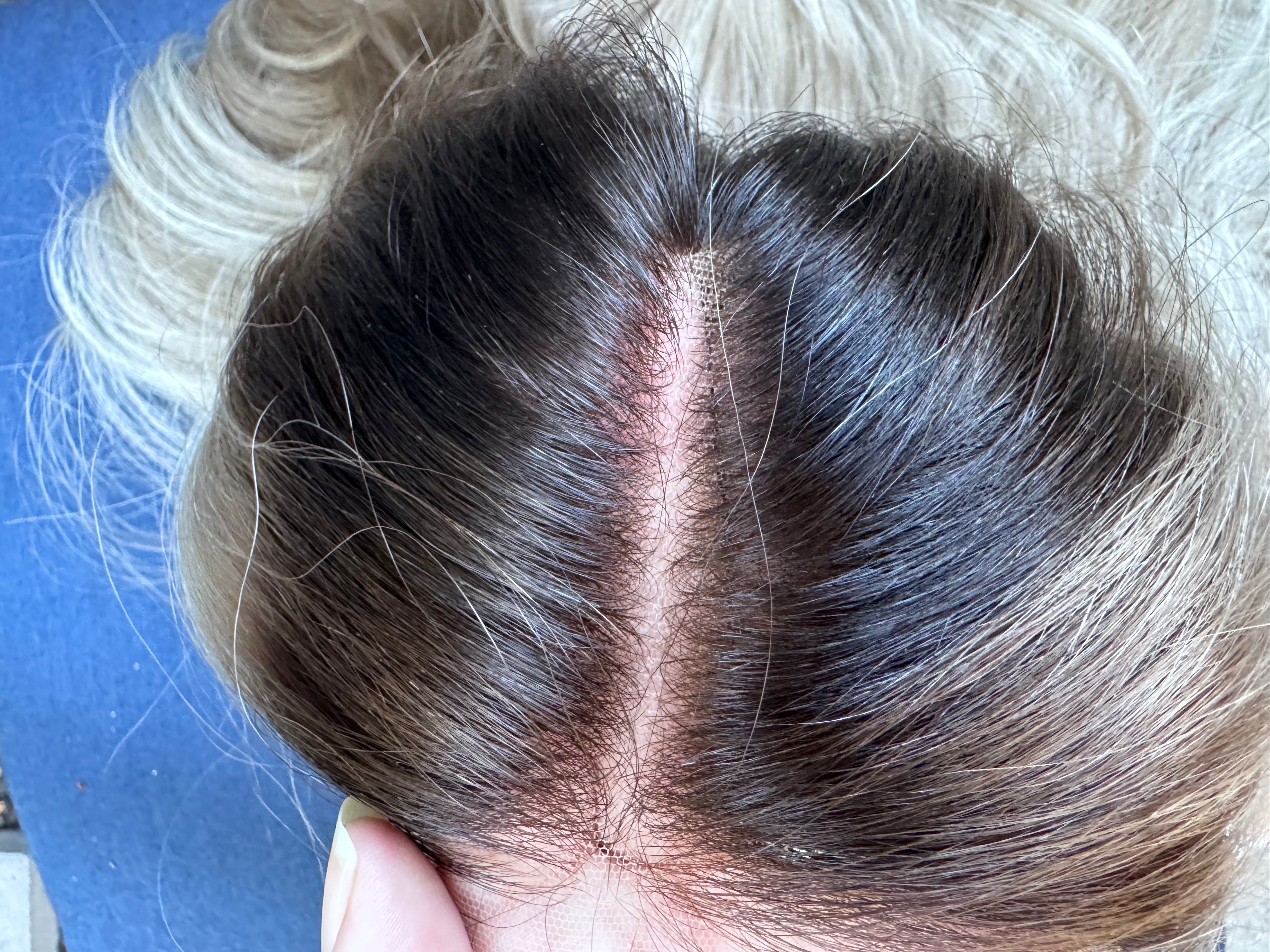 close up of hair part